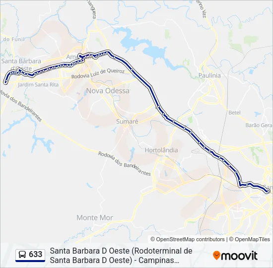633 Bus Line Map