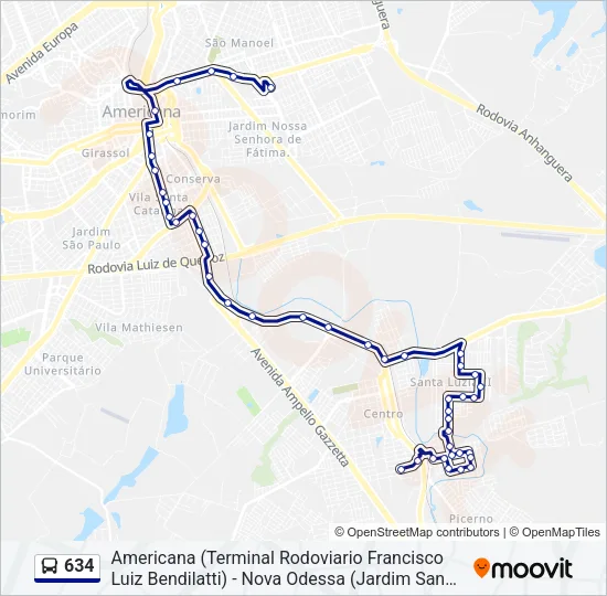 634 Bus Line Map