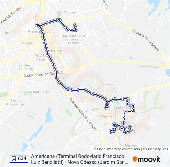 634 Bus Line Map