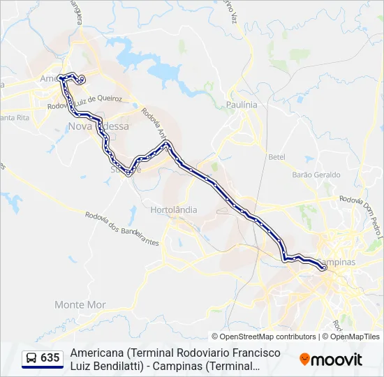 635 Bus Line Map