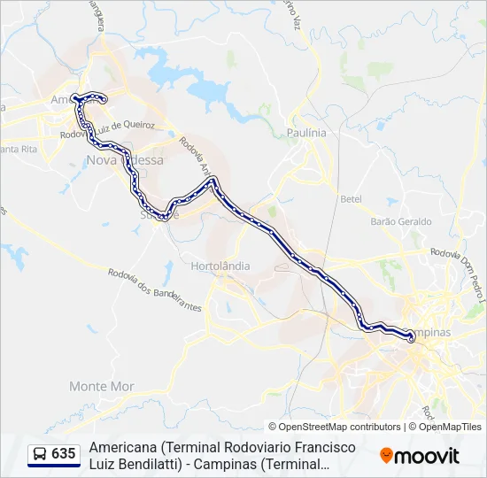 635 Bus Line Map