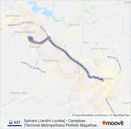 637 Bus Line Map