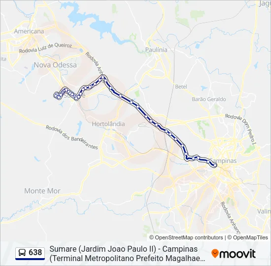 638 Bus Line Map