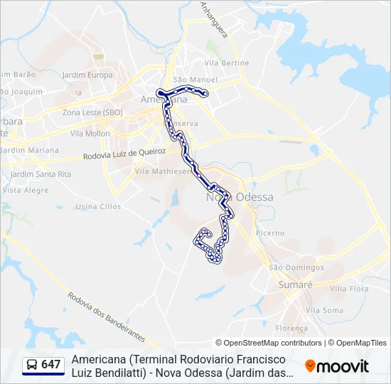 647 Bus Line Map