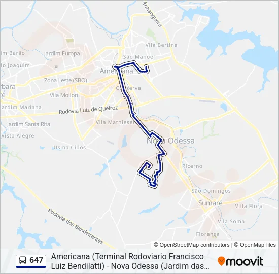 647 Bus Line Map