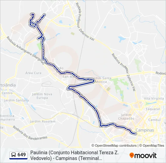 649 Bus Line Map