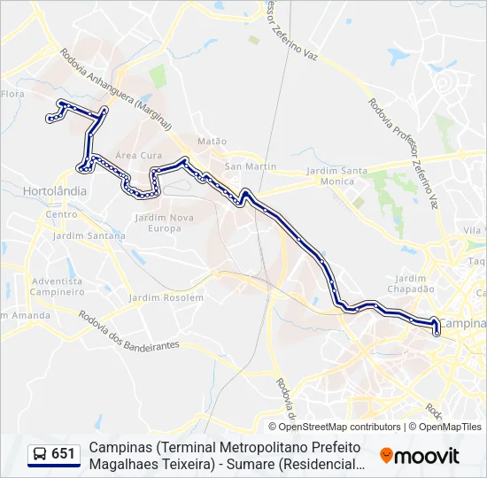 651 Bus Line Map