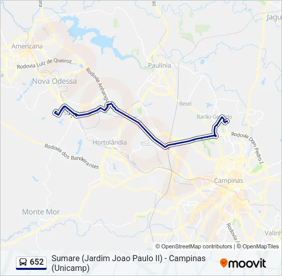 652 Bus Line Map