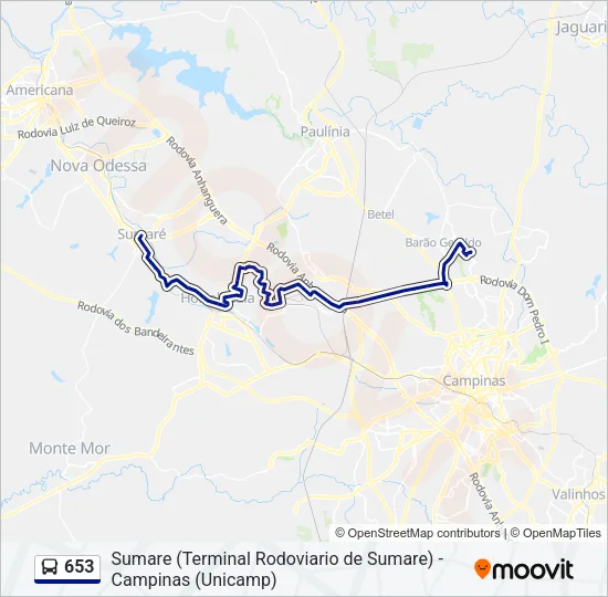 653 Bus Line Map