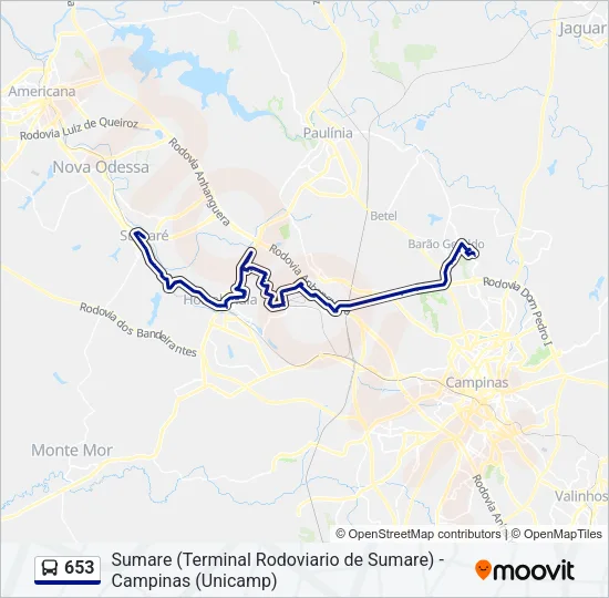 653 Bus Line Map