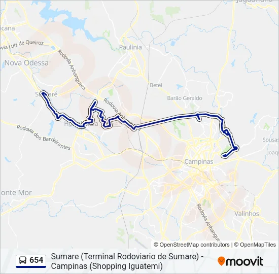 654 Bus Line Map