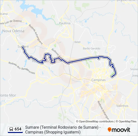 654 Bus Line Map