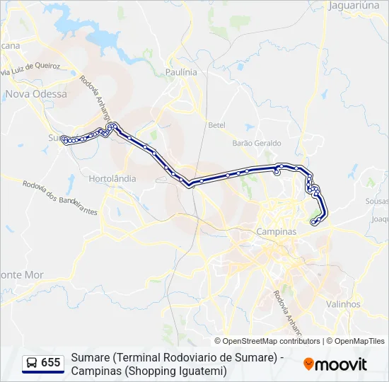 655 Bus Line Map