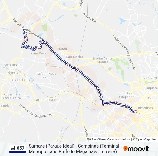 657 Bus Line Map