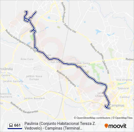 661 Bus Line Map