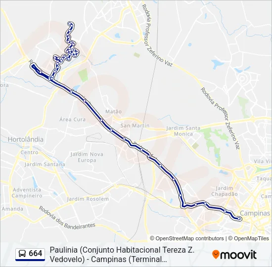 664 Bus Line Map