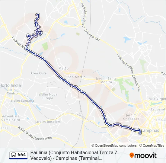 664 Bus Line Map