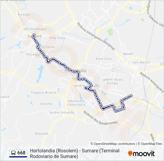 668 Bus Line Map
