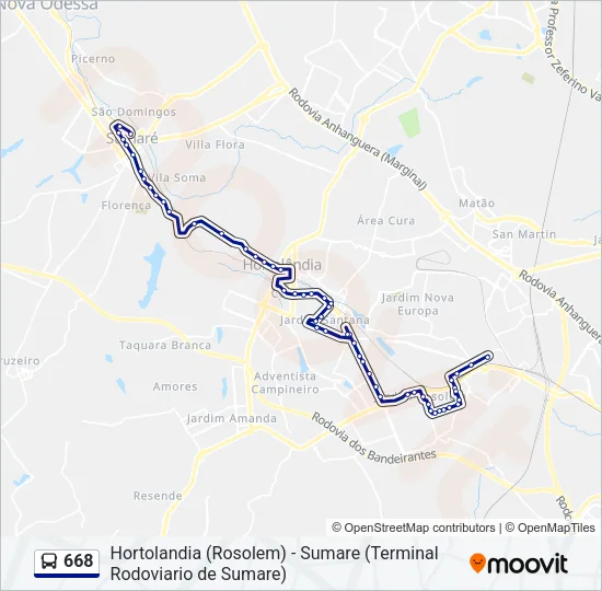 668 Bus Line Map
