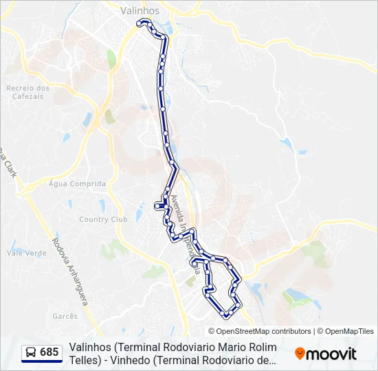 685 Bus Line Map