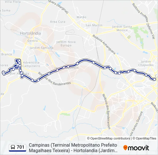 701 Bus Line Map