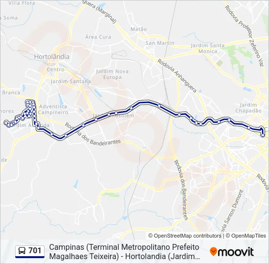 701 Bus Line Map