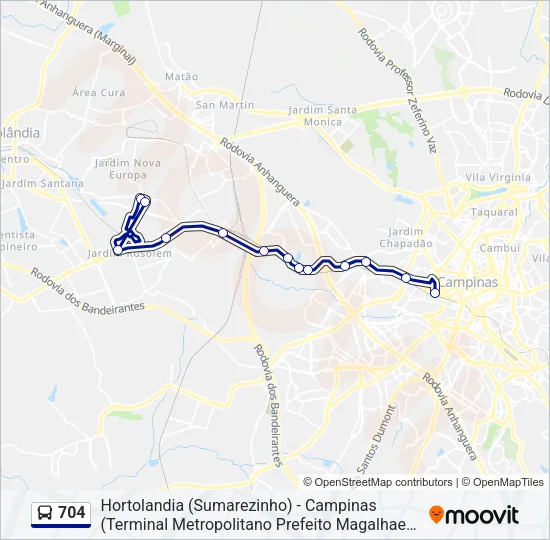 704 Bus Line Map