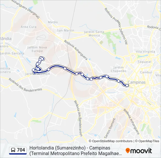704 Bus Line Map