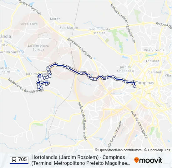 705 Bus Line Map