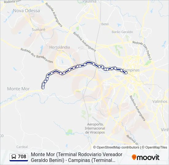 708 Bus Line Map