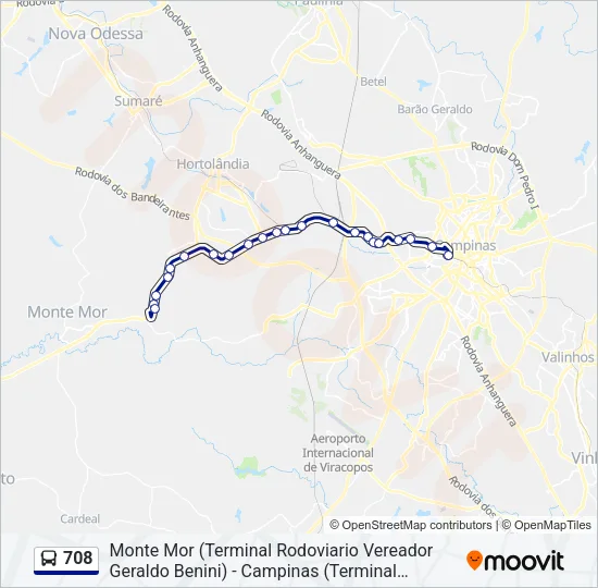 708 Bus Line Map