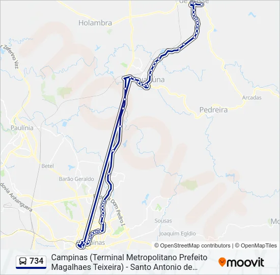 734 Bus Line Map