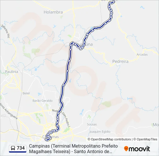 734 Bus Line Map