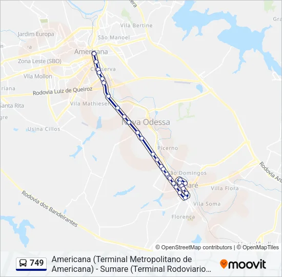 749 Bus Line Map