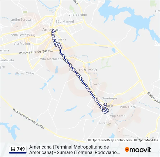 749 Bus Line Map