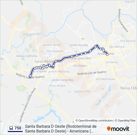 750 Bus Line Map