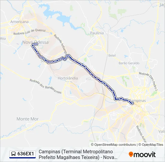 636EX1 Bus Line Map