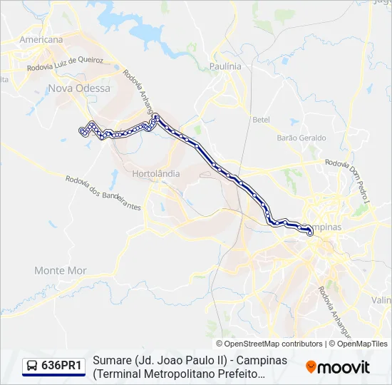 636PR1 Bus Line Map