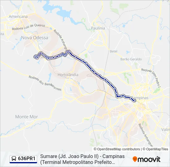 636PR1 Bus Line Map