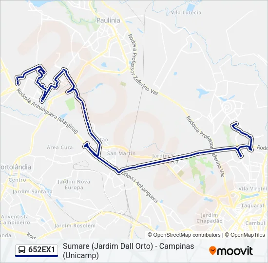 652EX1 Bus Line Map