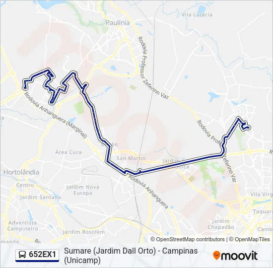 652EX1 Bus Line Map