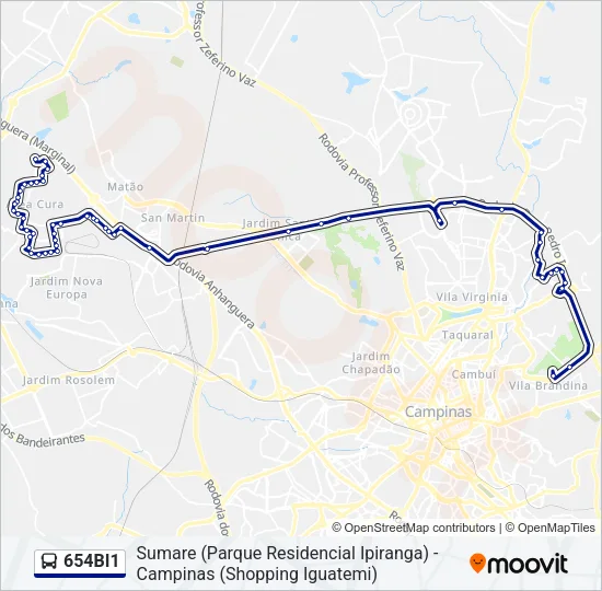 654BI1 Bus Line Map