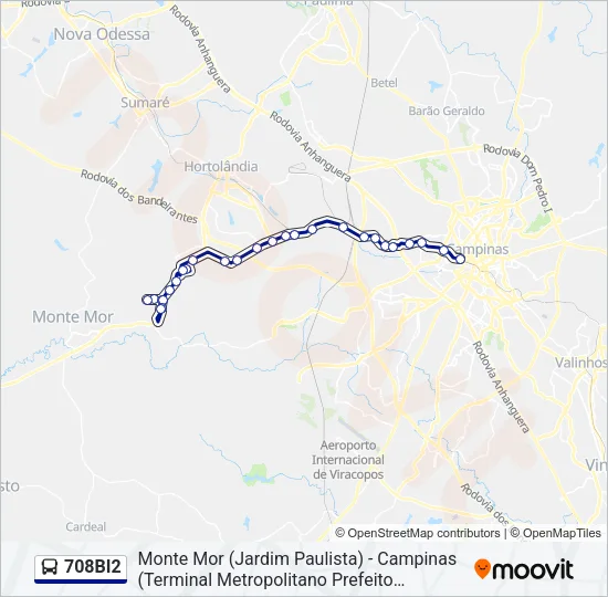708BI2 Bus Line Map
