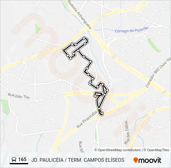 165 Bus Line Map