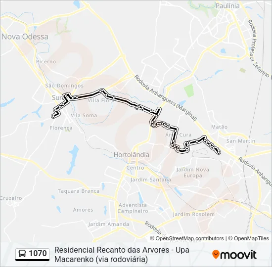 1070 Bus Line Map