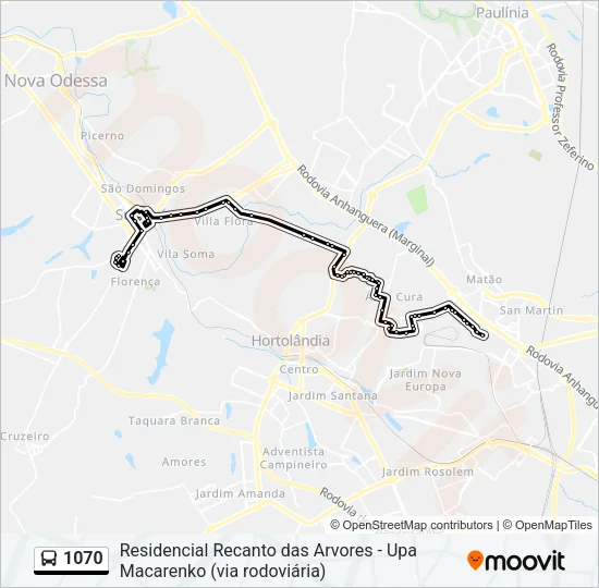 1070 Bus Line Map