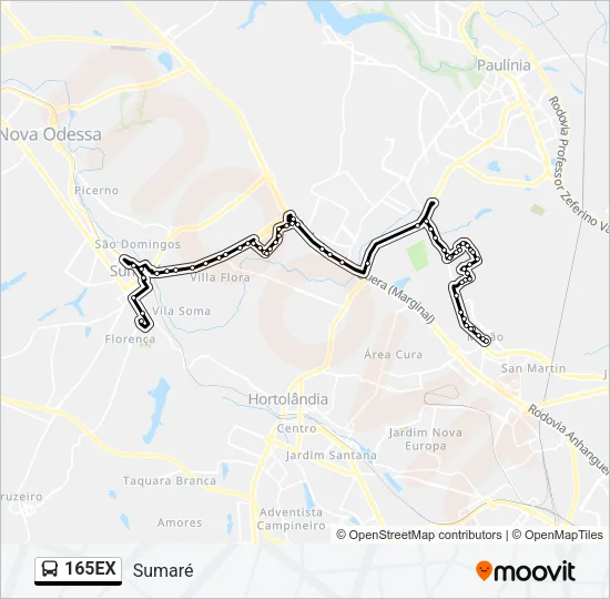 165EX Bus Line Map