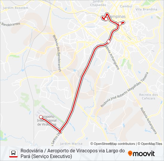 Mapa da linha EXECUTIVO VIRACOPOS de ônibus