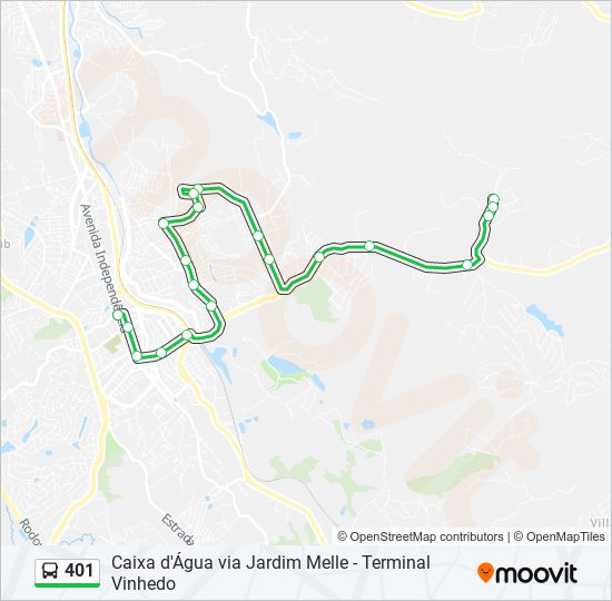 Mapa da linha 401 de ônibus