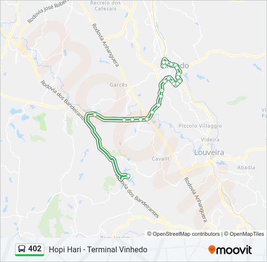Mapa da linha 402 de ônibus